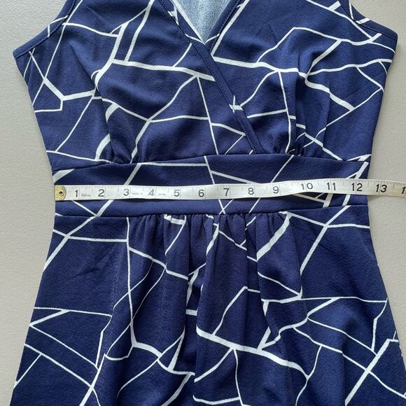 Woosea Maxi Dress Surplice Neckline Geometric Print Sleeveless Blue Stretch S - Picture 10 of 11